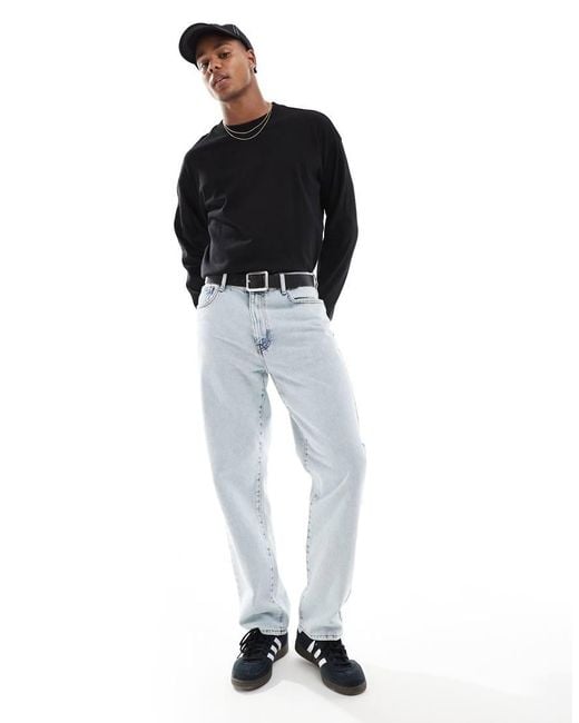 Weekday Black Boxy Oversized Fit Long Sleeve T-Shirt for men