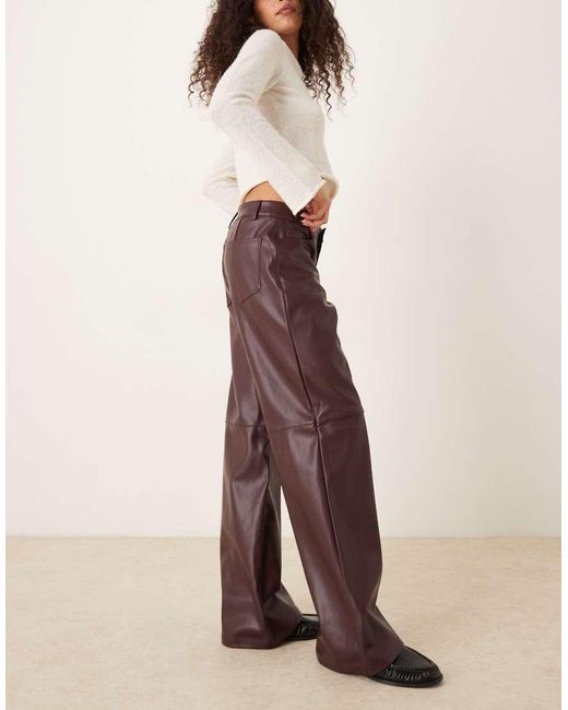 Gina Tricot Brown Pu Straight Leg Trousers
