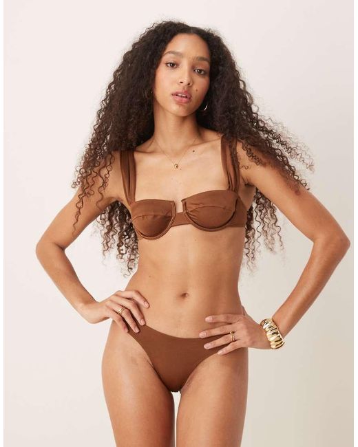 Free Society Brown Ruched Side Bikini Bottom