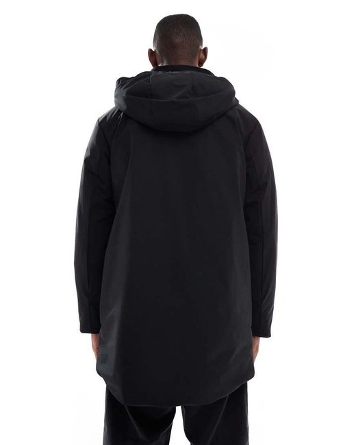Only & Sons Black Hooded Waterproof Parka for men