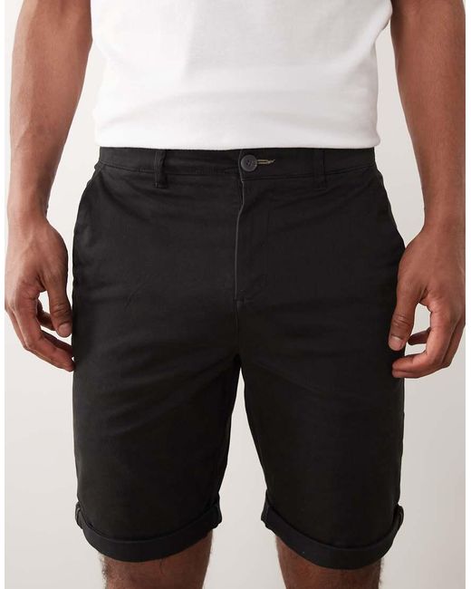 Only & Sons White Regular Fit Chino Shorts for men