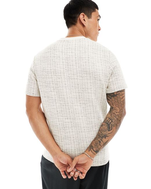 ASOS – locker geschnittenes t-shirt mit karierter struktur in White für Herren