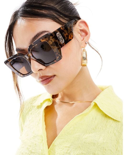 River Island Yellow Arm Detail Cateye Sunglasses