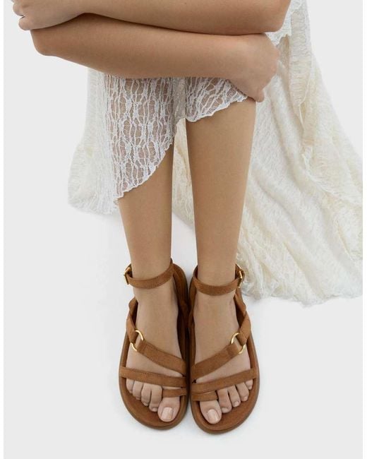 Bershka White Flat Washer Sandals