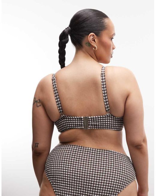 Collusion Brown Plus Seersucker Gingham Underwire Bikini Top
