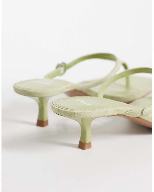 Mango White 100% Suede Buckle Detail Heeled Sandal