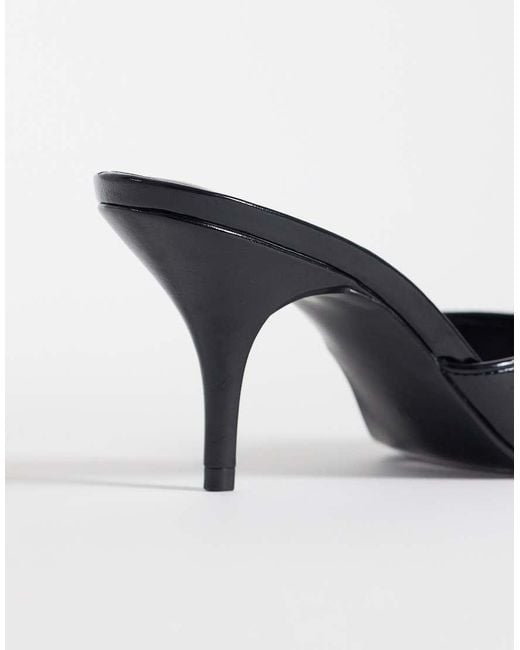 ASOS Black Hooray Mid Heeled Mules