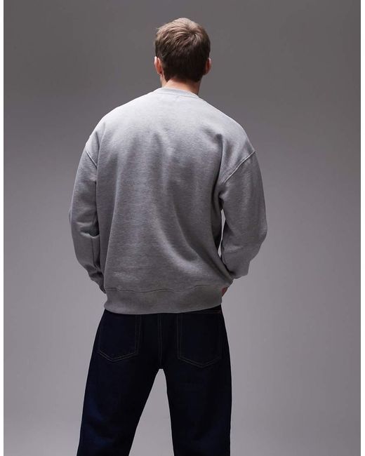 Sudadera Gris Jaspeado Extragrande Con Estampado Texturizado "Venice" De Topman de hombre de color Gray