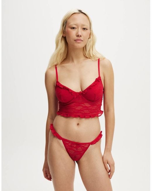 Cotton On Red Cotton On Stretch Lace Longline Bralette