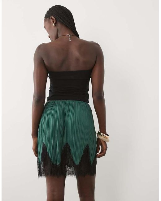ASOS Green Mix & Match Plisse Mini Skirt