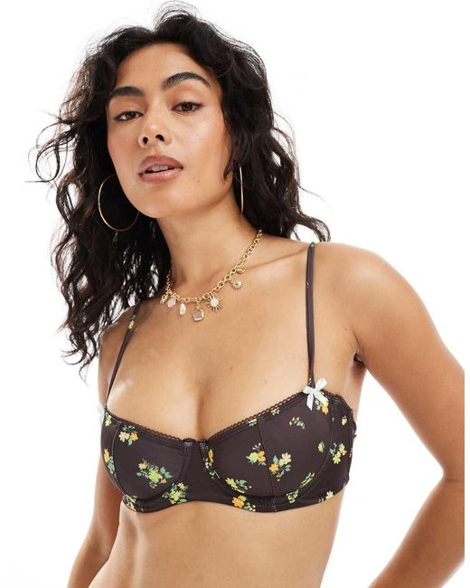 ASOS White Shannon Picot & Bow Underwire Bikini Top