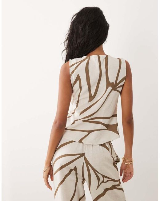 Vila White Linen Touch Tie Front Sleeveless Top Co-ord