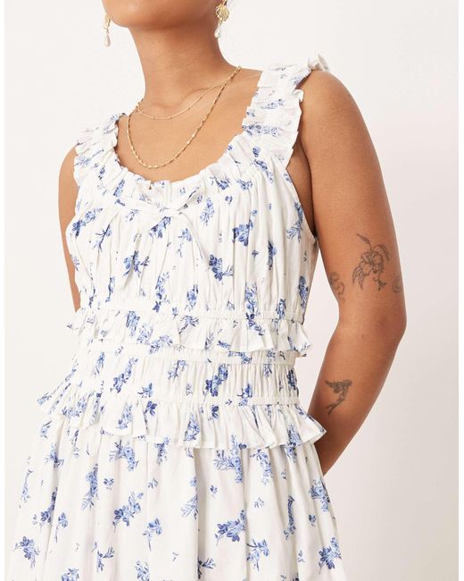 Nobody's Child Petite Natural Ariel Ruffle Detail Midi Dress