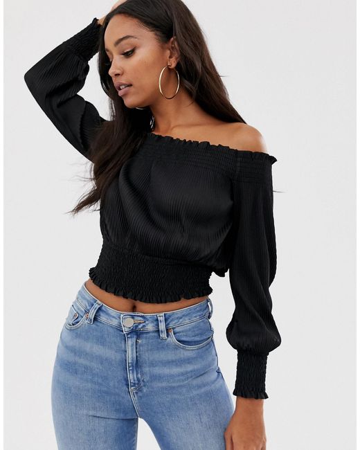 asos black bardot top