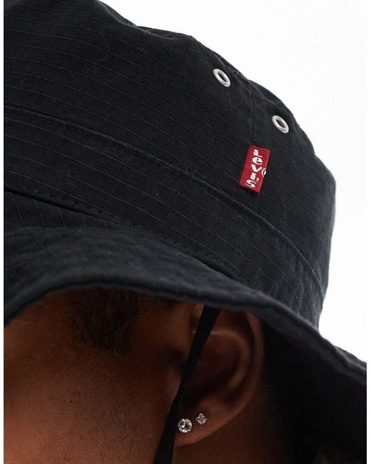 Levi's Black Fisherman Bucket Hat With Logo for men