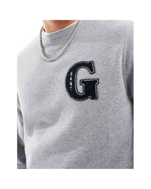 Felpa mélange con logo a g applicato di Gant in Metallic da Uomo