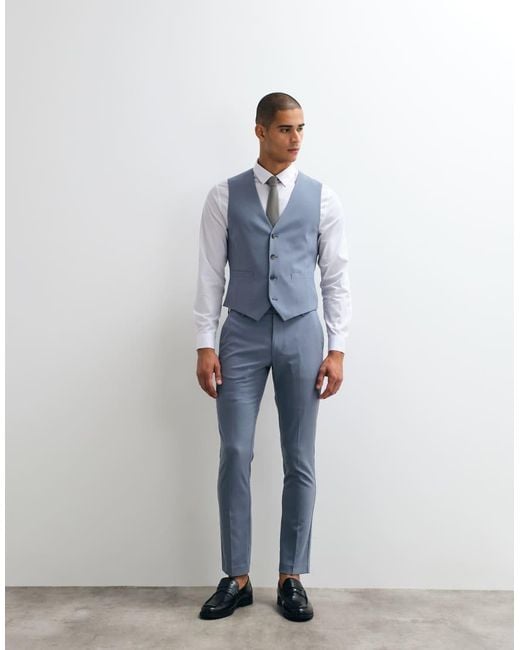 ASOS Blue Skinny Suit Waistcoat for men