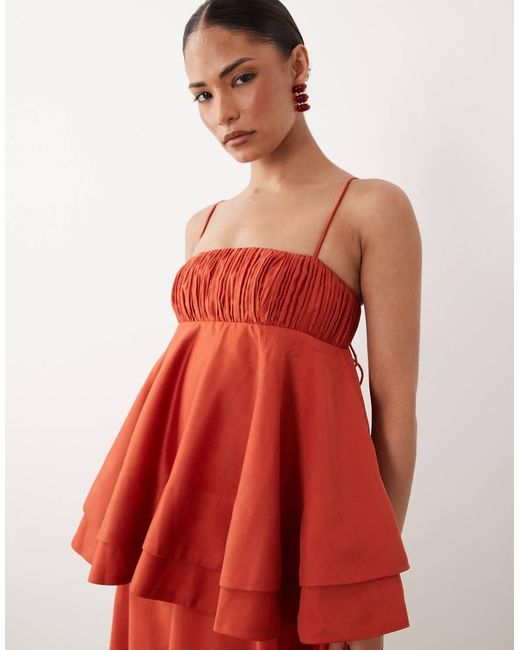 ASOS Red Asos Design Petite Double Layer Maxi Dress