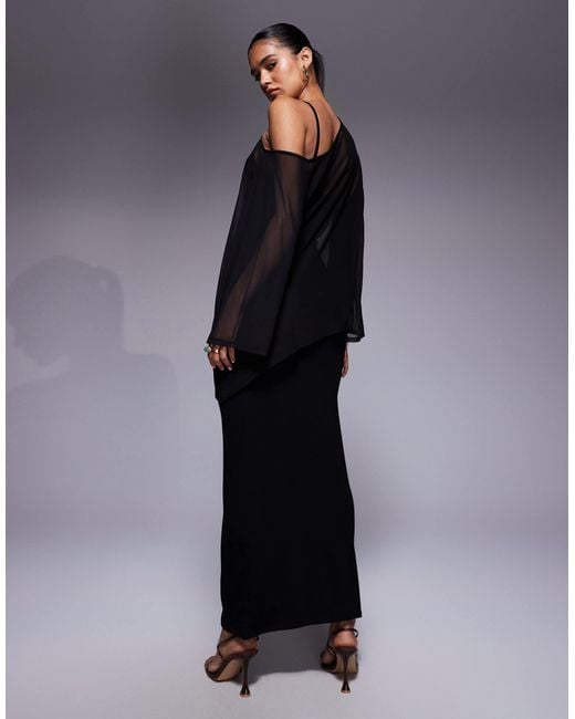 ASOS Blue Cape Overlay Midi Dress