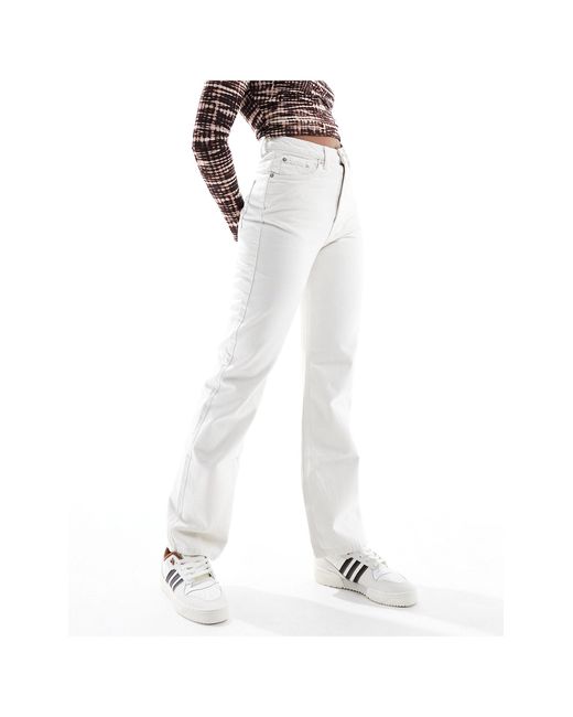 Weekday White Rowe Extra High Waist Regular Fit Straight Leg Jeans