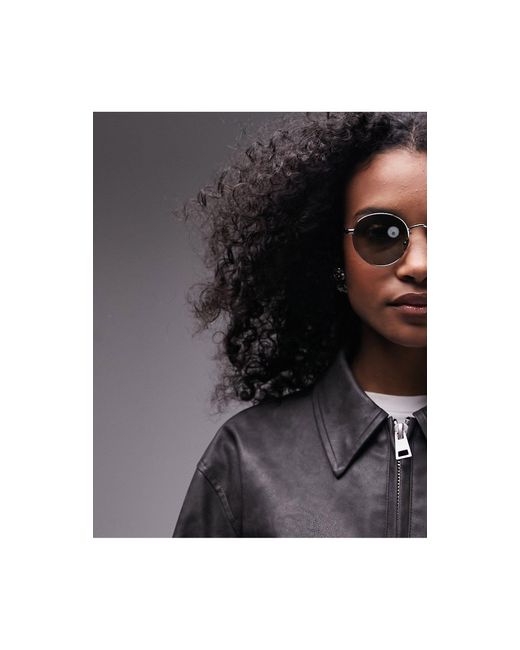 TOPSHOP Black Orchid Round Sunglasses