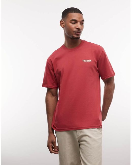Dickies Red Sunflower Back Print T-Shirt for men