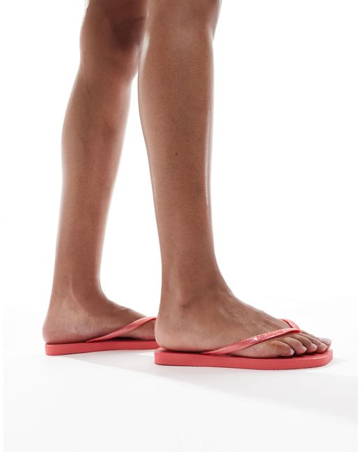 Havaianas Pink Square Toe Flip Flops