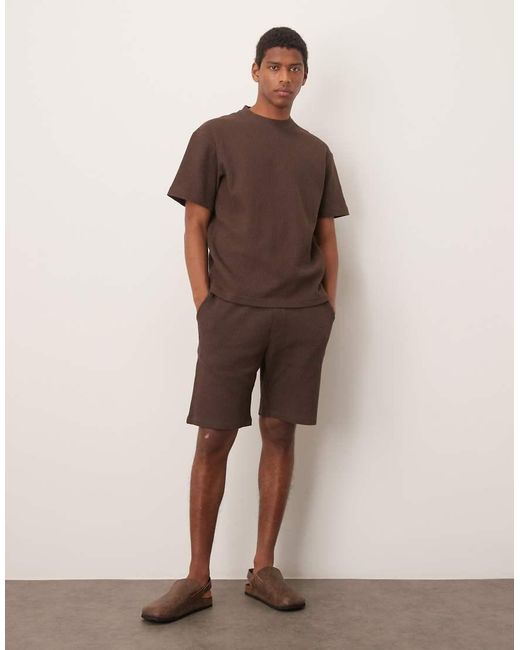 T-Shirt Oversize A Nido D'Ape di SELECTED in Brown da Uomo