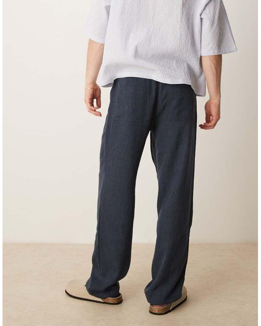 ASOS Blue baggy Trouser With Drawstring for men