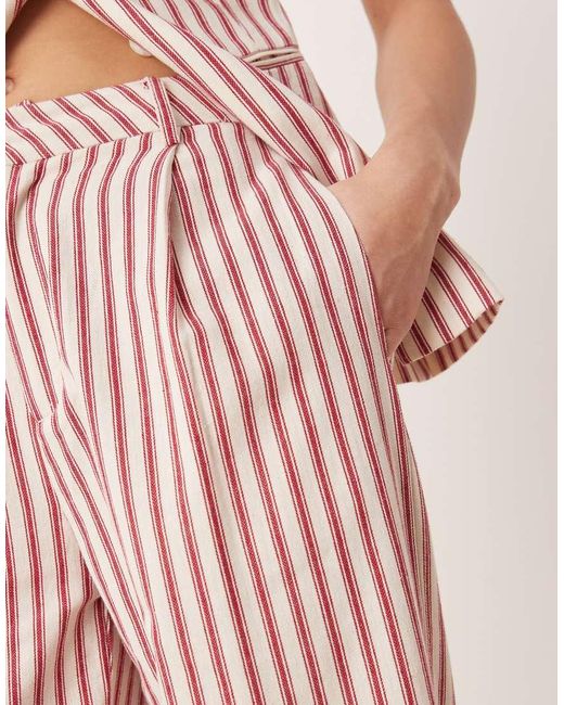 Pantalones A Rayas Rojas De Pernera Recta Y Talle Bajo De Algodón De (Parte De Un Conjunto) Glamorous de color Pink