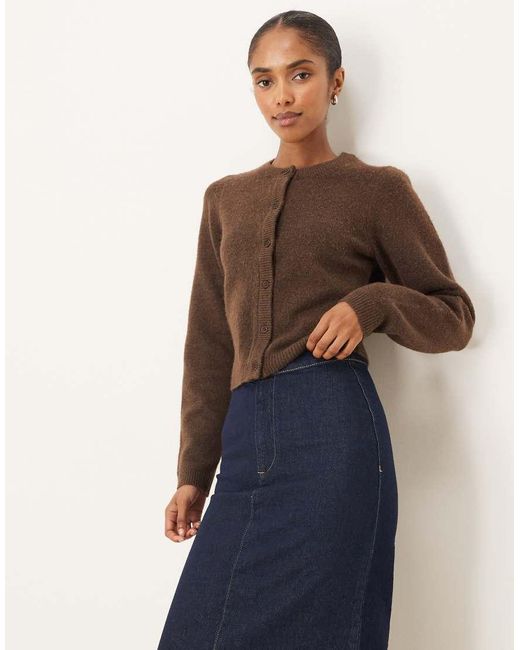 Brave Soul Blue Crew Neck Soft Touch Cardigan