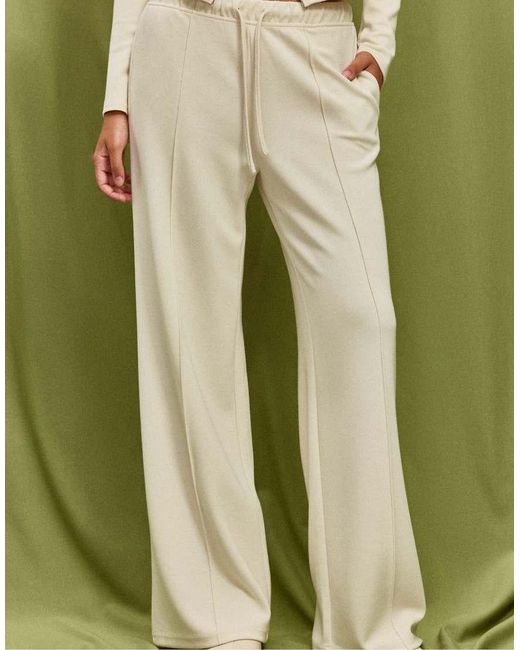 Stradivarius Green Petite Soft-touch Wide-leg jogger Trousers With Front Seam Detail
