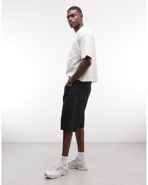 No Problemo White Bagi Denim Shorts for men