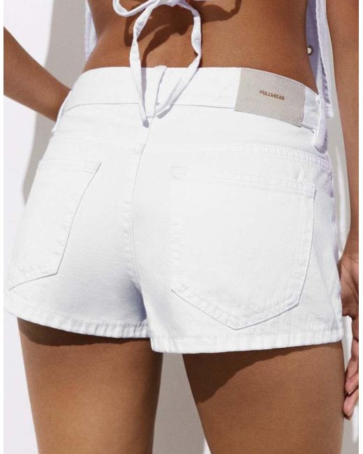 Pull&Bear White Low-rise Denim Shorts