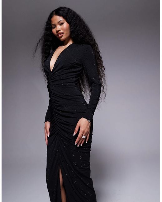 TFNC London Blue – langärmliges maxikleid