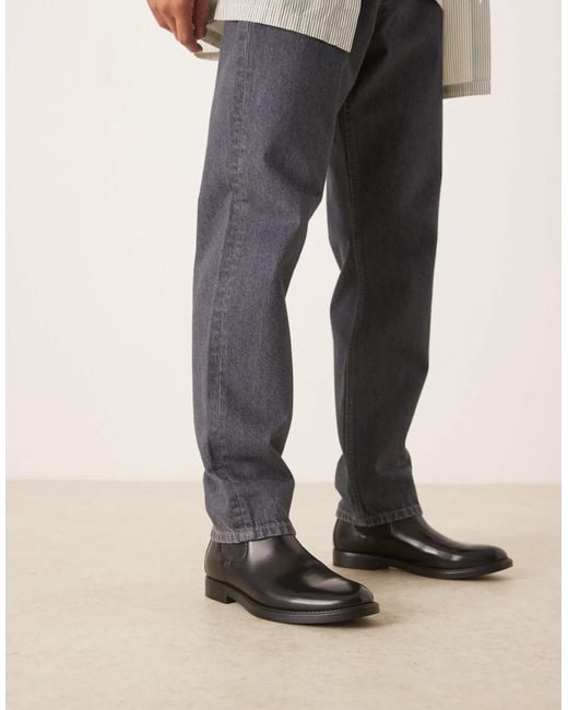 Mango Black Leather Chelsea Boot for men