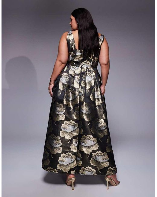 ASOS Multicolor Curve Jacquard 3d Floral Maxi Dress
