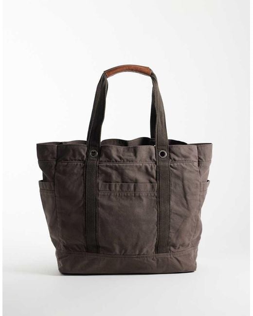 Abercrombie & Fitch Black Oversized Canvas Tote Bag for men