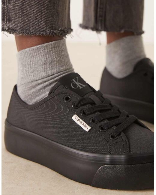 Calvin Klein Black Flatform Lace Up Trainers
