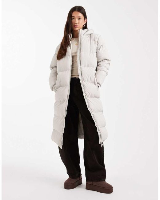 Brave Soul White Hooded Padded Maxi Jacket With Detachable Sleeves