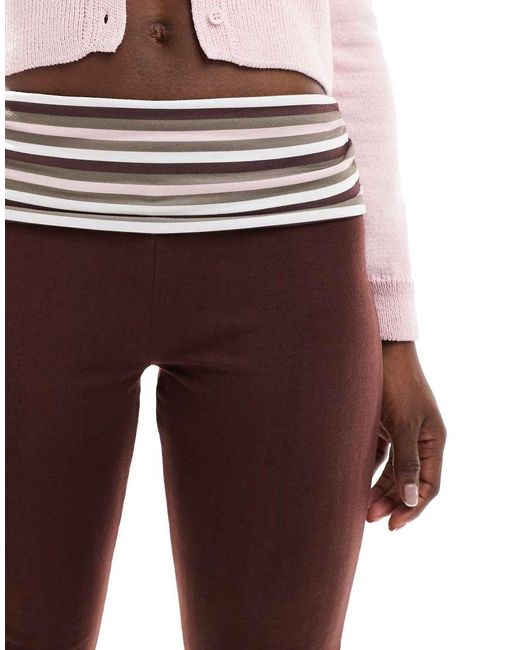 ASOS Brown Foldover Stripe Flare legging