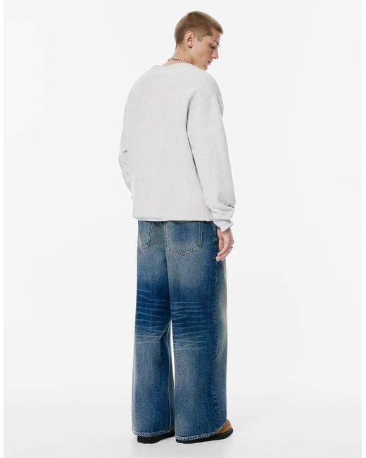 Pull&Bear White Soft Knit Jumper for men