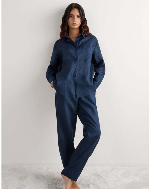 Intimissimi Blue The Pure Linen Plain-Weave Linen Shirt