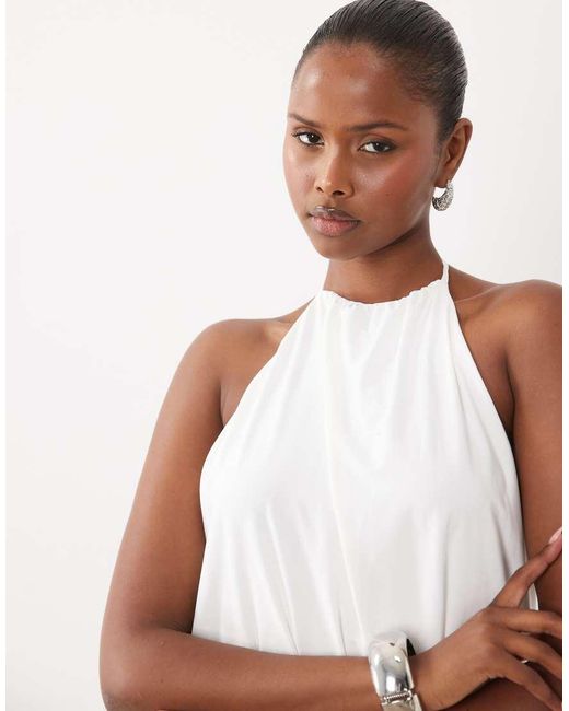 Missy Empire White Missy Empire Slinky Halterneck Bubble Top