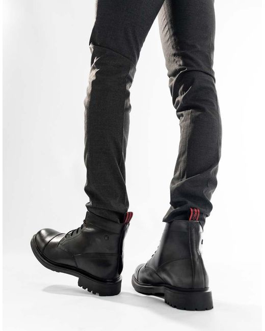 Base London Black Boulton Toe Cap Boot for men