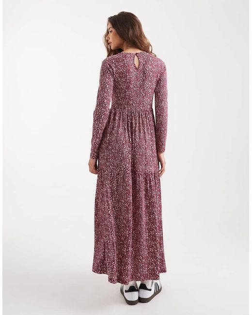 Wednesday's Girl Red Long Sleeve Smudge Spot Midaxi