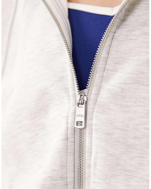 Abercrombie & Fitch White Ypb Cropped Full-zip Fleece Hoodie