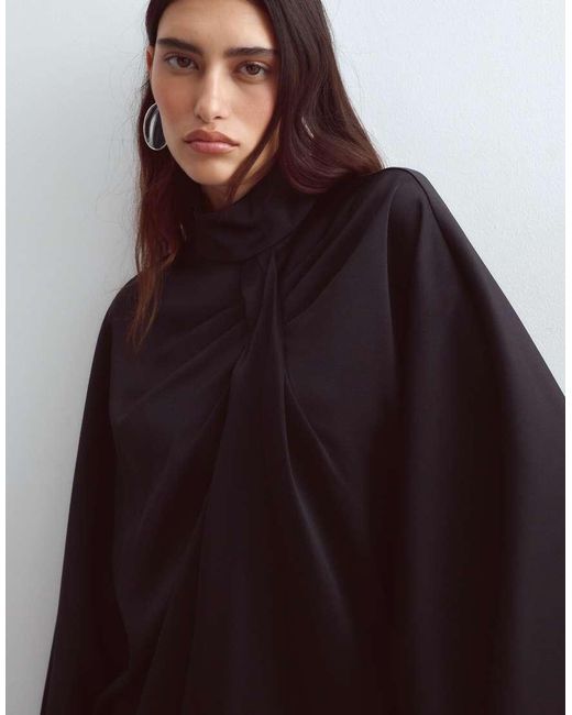 ARRANGE Brown Satin Cape Top