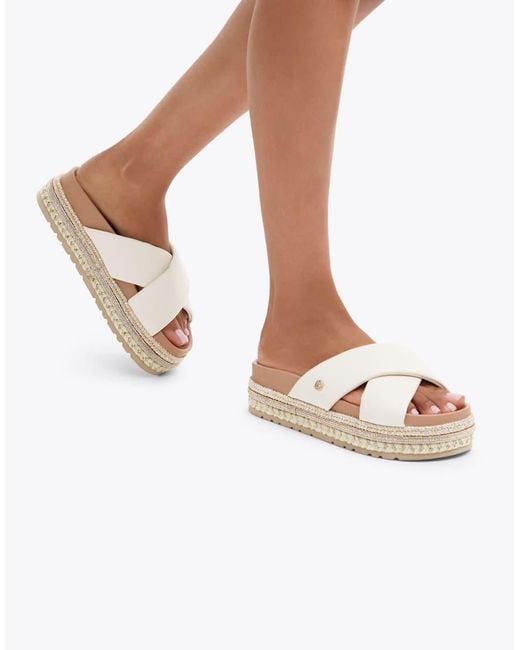 Carvela Kurt Geiger Natural Fascino Flatform Flat Sandals