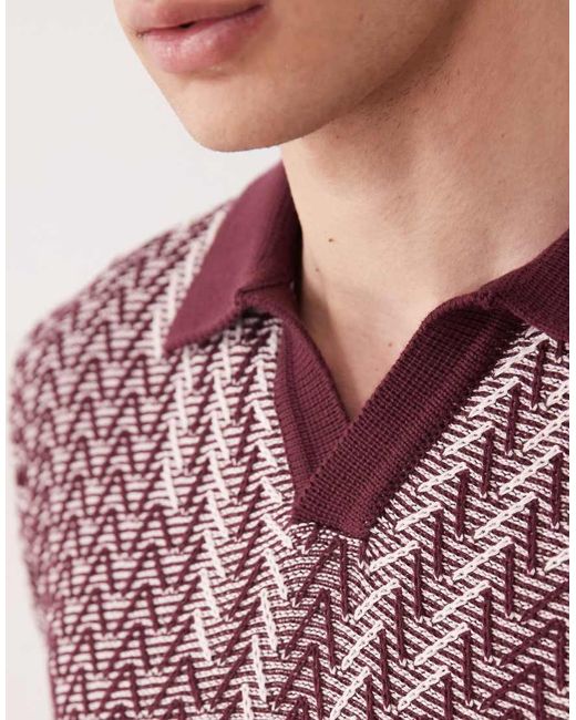 South Beach Purple Knit Polo Top for men
